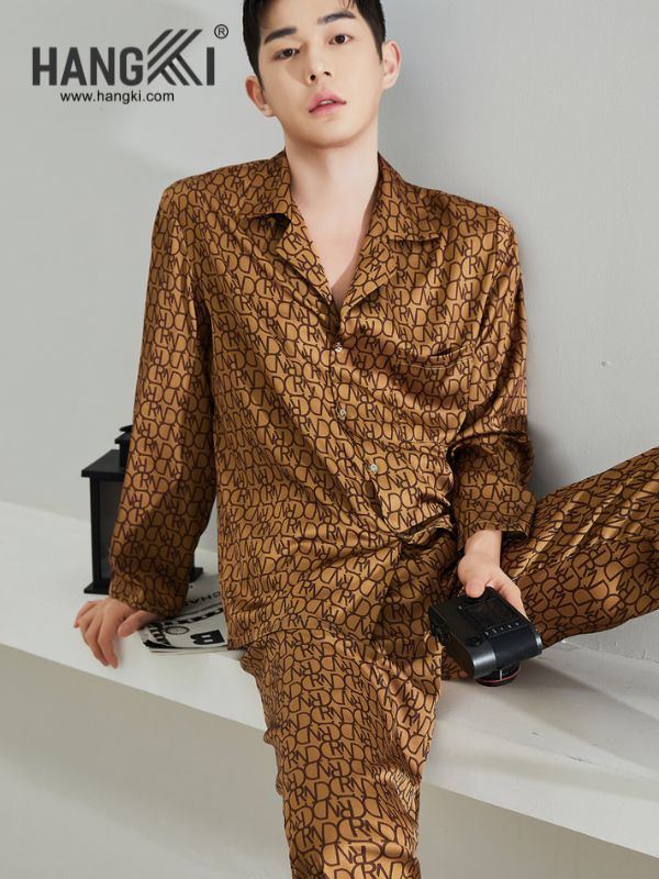 TD154 - Đồ Ngủ Pijama Nam Tay Dài Quần Dài Lụa