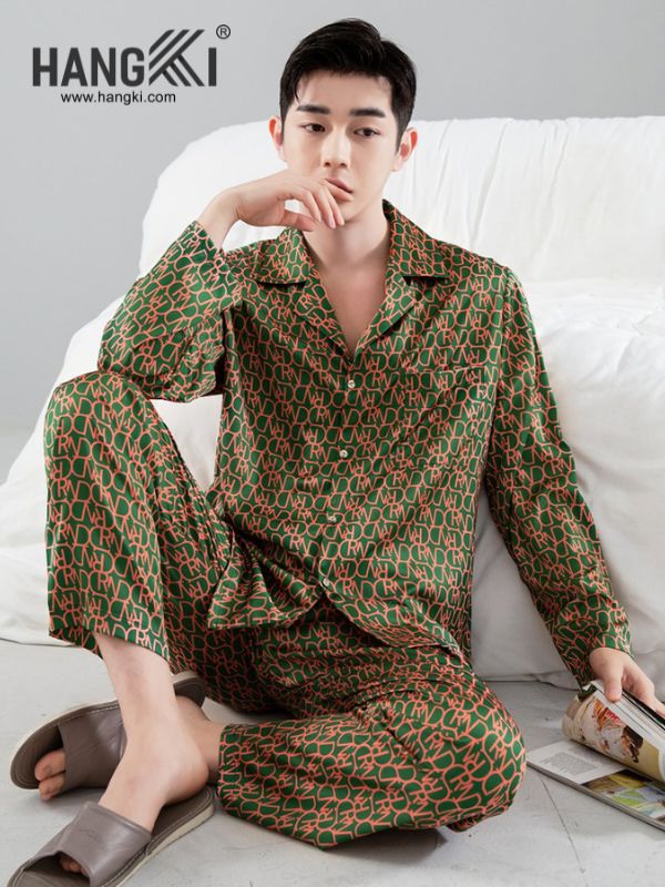 TD154 - Đồ Ngủ Pijama Nam Tay Dài Quần Dài Lụa