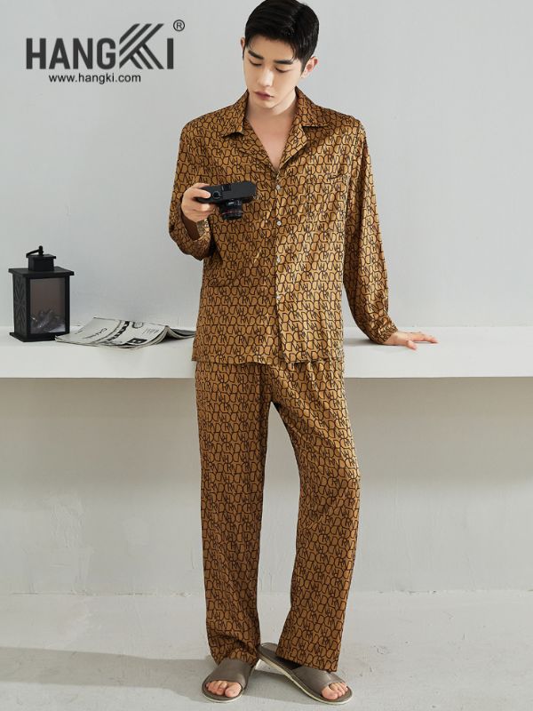 TD154 - Đồ Ngủ Pijama Nam Tay Dài Quần Dài Lụa
