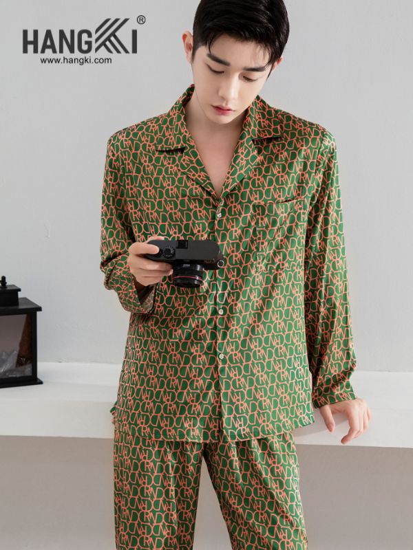 TD154 - Đồ Ngủ Pijama Nam Tay Dài Quần Dài Lụa