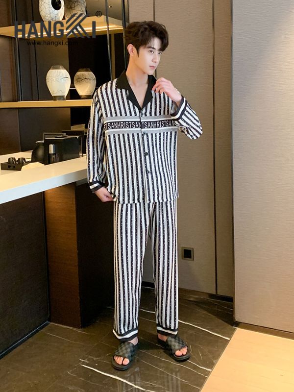 TD155 - Đồ Ngủ Pijama Nam Tay Dài Quần Dài Lụa