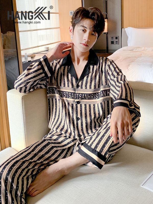 TD155 - Đồ Ngủ Pijama Nam Tay Dài Quần Dài Lụa