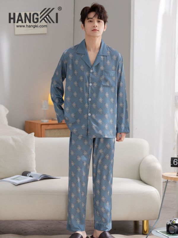 TD156 - Đồ Ngủ Pijama Nam Tay Dài Quần Dài Lụa