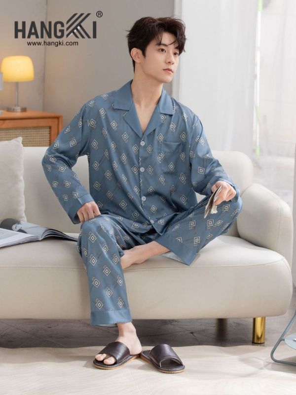 TD156 - Đồ Ngủ Pijama Nam Tay Dài Quần Dài Lụa