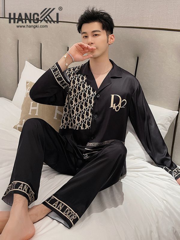 TD157 - Đồ Ngủ Pijama Nam Tay Dài Quần Dài Lụa