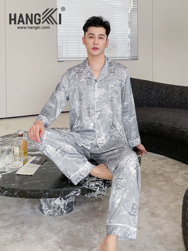 TD159 - Đồ Ngủ Pijama Nam Tay Dài Quần Dài Lụa