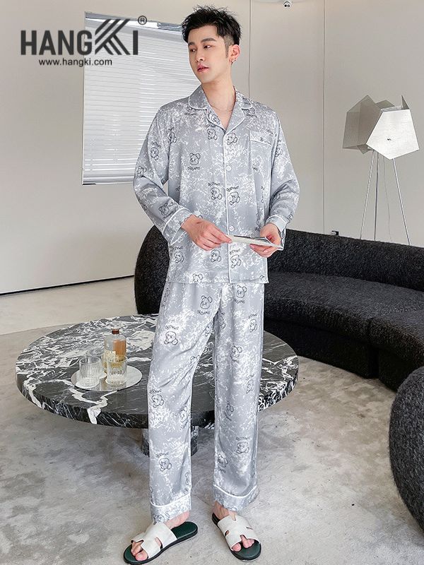 TD159 - Đồ Ngủ Pijama Nam Tay Dài Quần Dài Lụa