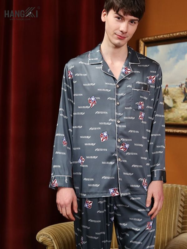 TD16 - Đồ Ngủ Pijama Nam Tay Dài Quần Dài Lụa