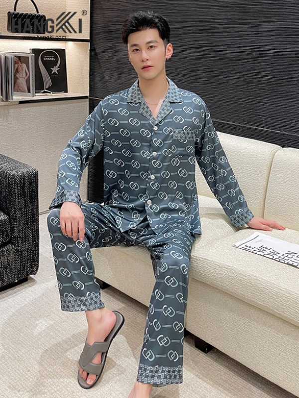 TD160 - Đồ Ngủ Pijama Nam Tay Dài Quần Dài Lụa