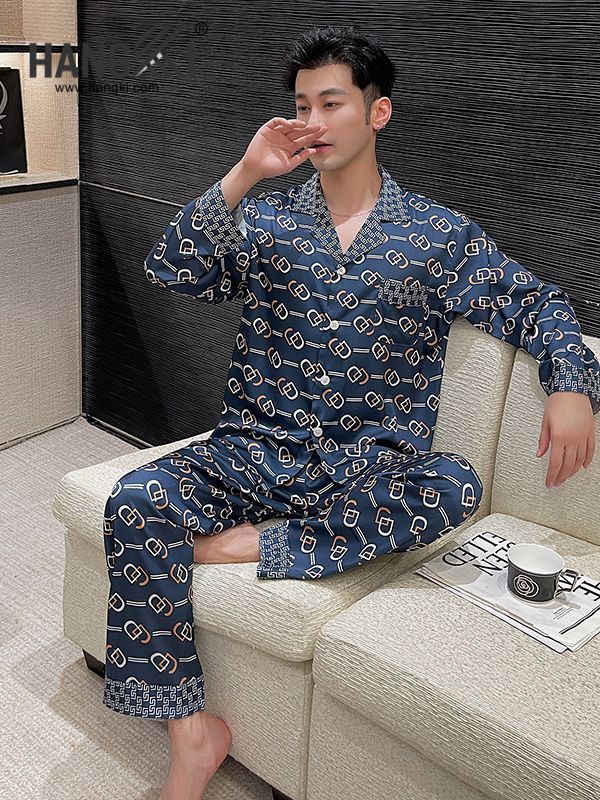 TD160 - Đồ Ngủ Pijama Nam Tay Dài Quần Dài Lụa