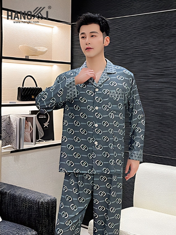 TD160 - Đồ Ngủ Pijama Nam Tay Dài Quần Dài Lụa