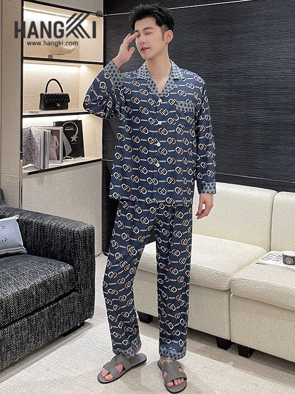 TD160 - Đồ Ngủ Pijama Nam Tay Dài Quần Dài Lụa