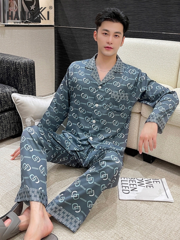 TD160 - Đồ Ngủ Pijama Nam Tay Dài Quần Dài Lụa