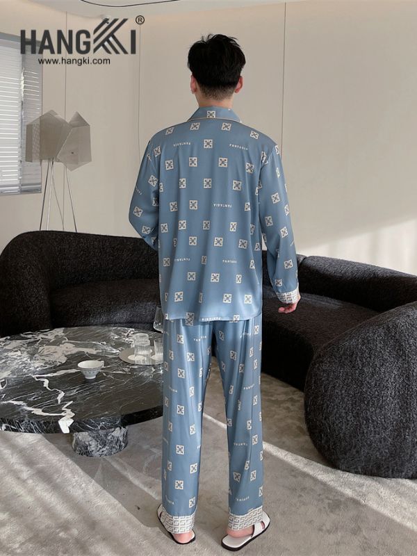 TD161 - Đồ Ngủ Pijama Nam Tay Dài Quần Dài Lụa