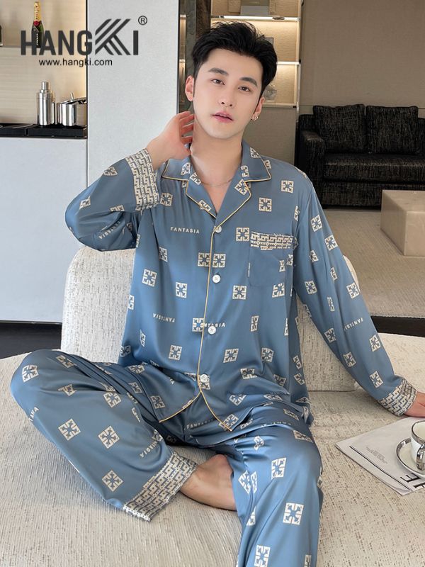 TD161 - Đồ Ngủ Pijama Nam Tay Dài Quần Dài Lụa