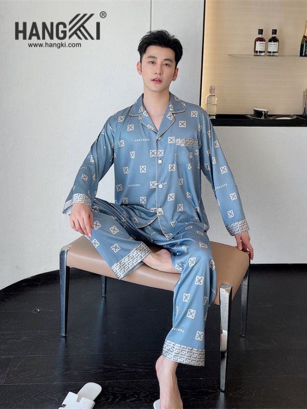TD161 - Đồ Ngủ Pijama Nam Tay Dài Quần Dài Lụa