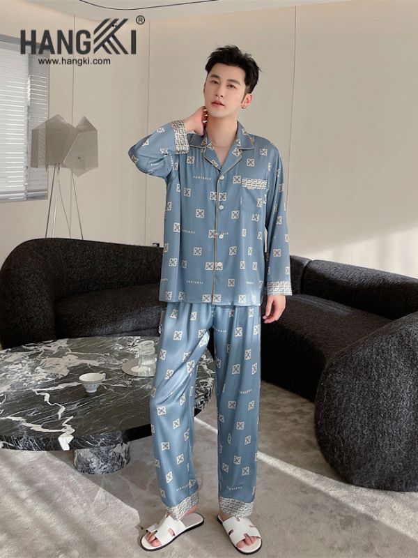 TD161 - Đồ Ngủ Pijama Nam Tay Dài Quần Dài Lụa