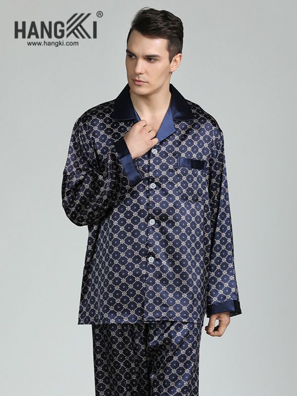 TD164 - Đồ Ngủ Pijama Nam Tay Dài Quần Dài Lụa