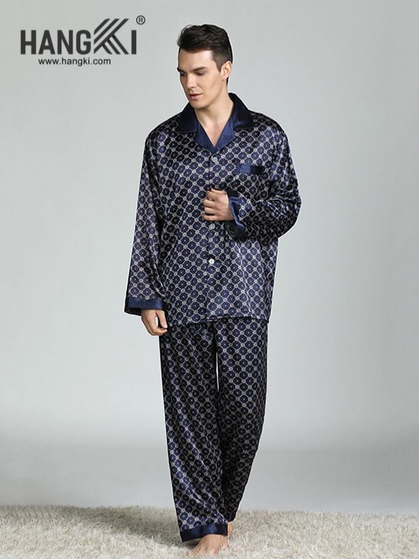 TD164 - Đồ Ngủ Pijama Nam Tay Dài Quần Dài Lụa