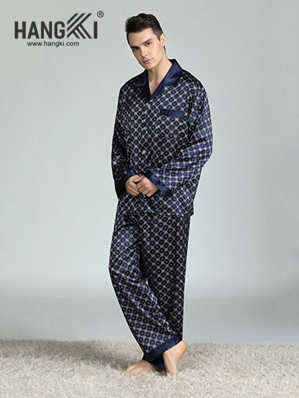 TD164 - Đồ Ngủ Pijama Nam Tay Dài Quần Dài Lụa