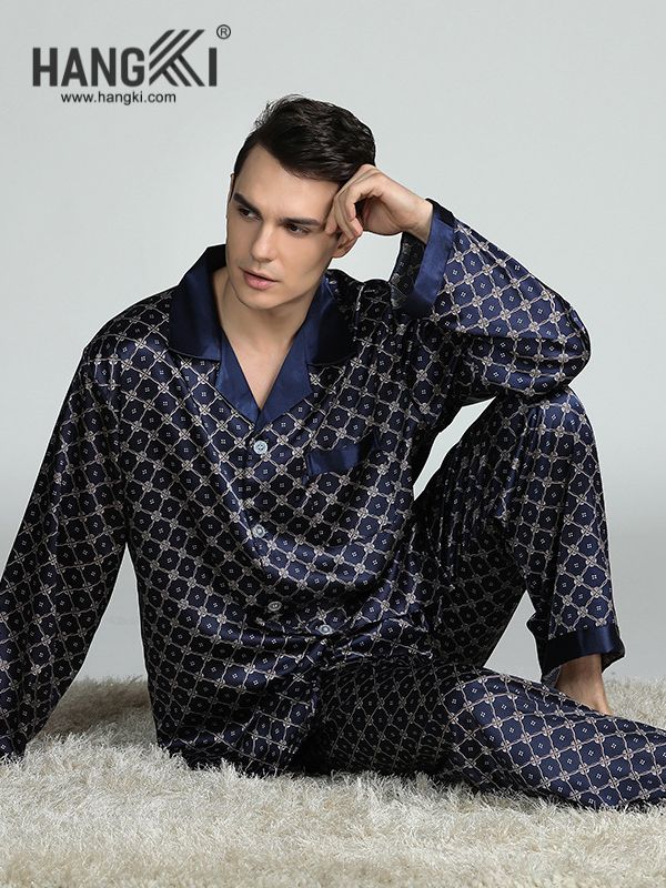 TD164 - Đồ Ngủ Pijama Nam Tay Dài Quần Dài Lụa