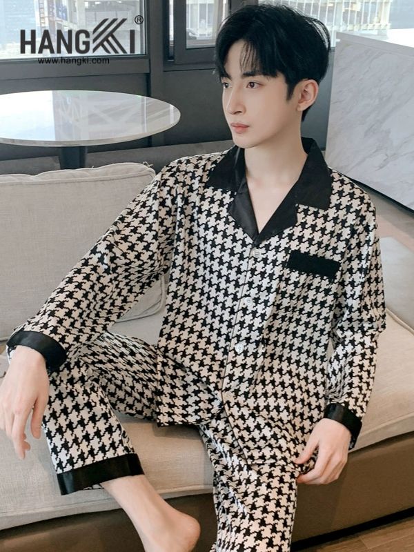 TD165 - Đồ Ngủ Pijama Nam Tay Dài Quần Dài Lụa