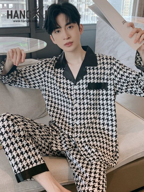 TD165 - Đồ Ngủ Pijama Nam Tay Dài Quần Dài Lụa