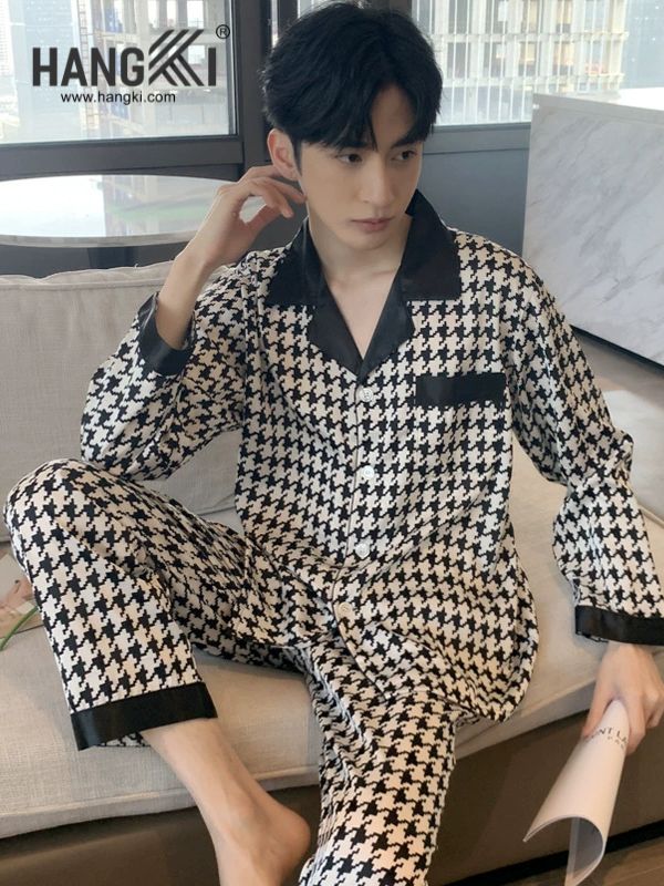 TD165 - Đồ Ngủ Pijama Nam Tay Dài Quần Dài Lụa