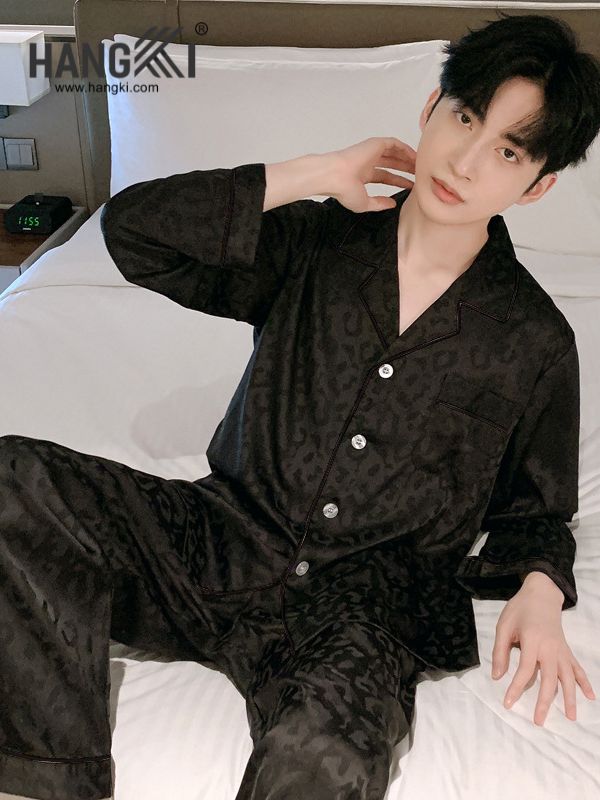 TD166 - Đồ Ngủ Pijama Nam Tay Dài Quần Dài Lụa