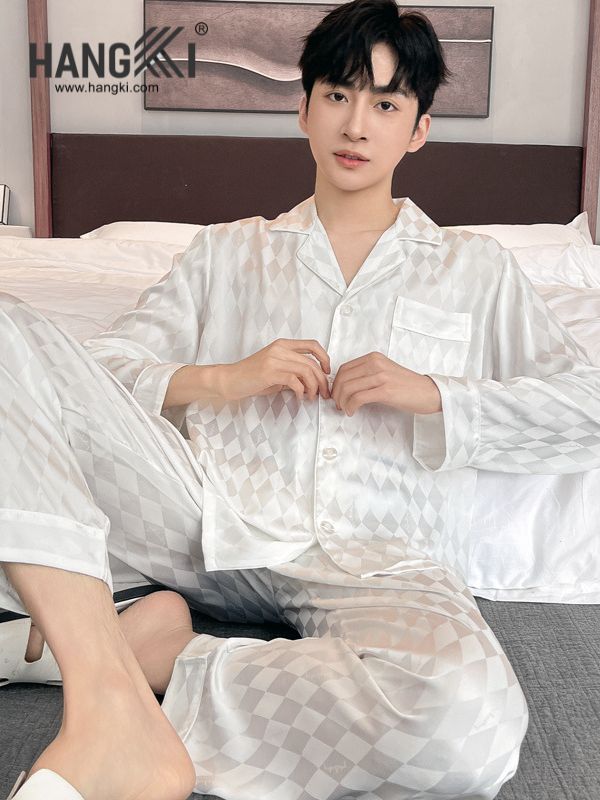 TD167 - Đồ Ngủ Pijama Nam Tay Dài Quần Dài Lụa
