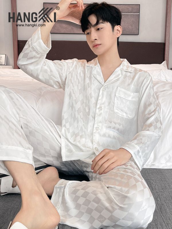 TD167 - Đồ Ngủ Pijama Nam Tay Dài Quần Dài Lụa