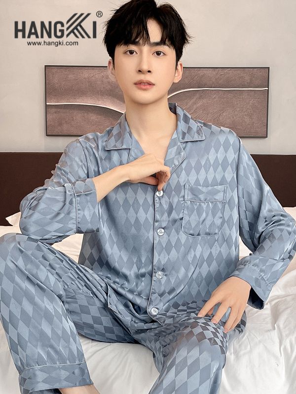 TD167 - Đồ Ngủ Pijama Nam Tay Dài Quần Dài Lụa