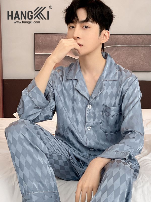 TD167 - Đồ Ngủ Pijama Nam Tay Dài Quần Dài Lụa
