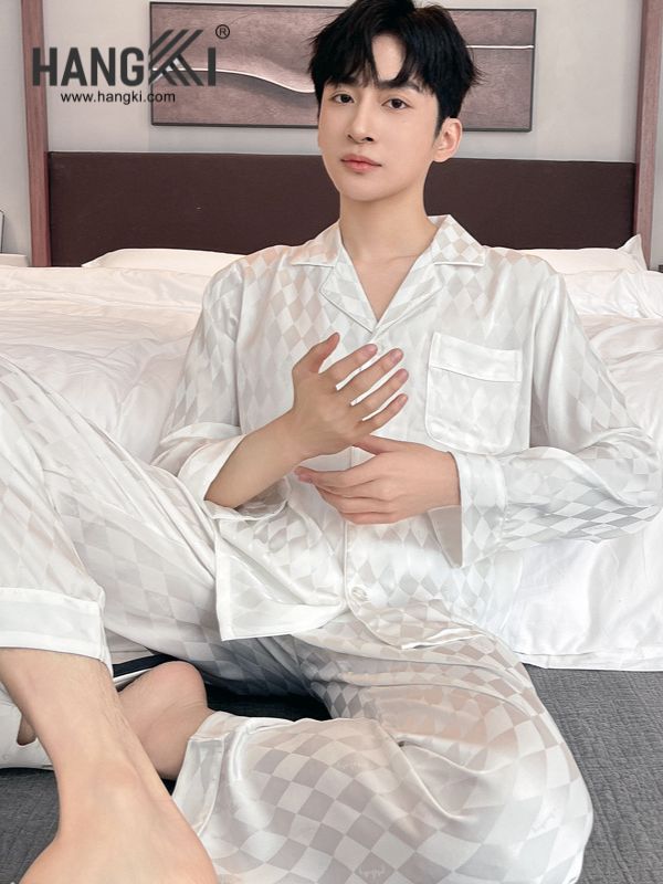 TD167 - Đồ Ngủ Pijama Nam Tay Dài Quần Dài Lụa