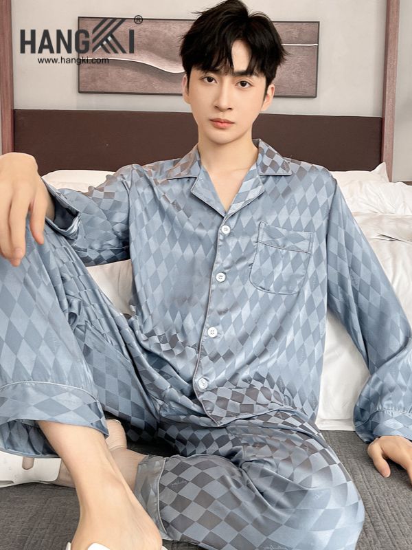 TD167 - Đồ Ngủ Pijama Nam Tay Dài Quần Dài Lụa