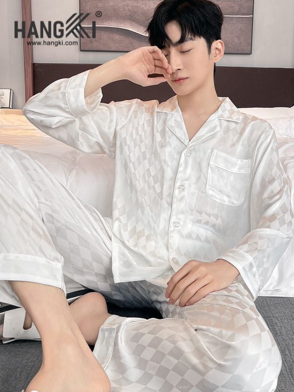TD167 - Đồ Ngủ Pijama Nam Tay Dài Quần Dài Lụa