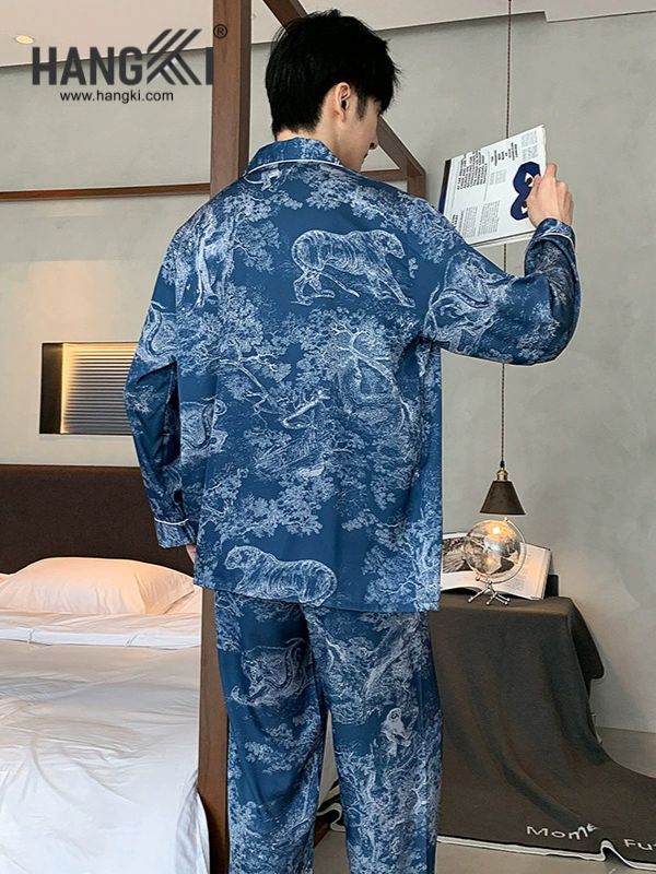 TD168 - Đồ Ngủ Pijama Nam Tay Dài Quần Dài Lụa