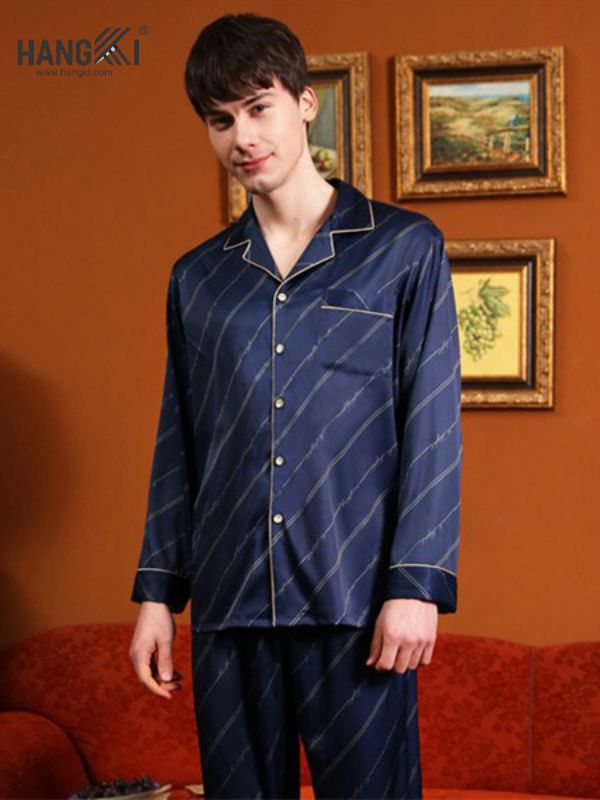 TD17 - Đồ Ngủ Pijama Nam Tay Dài Quần Dài Lụa