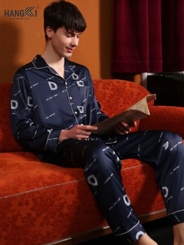 TD19 - Đồ Ngủ Pijama Nam Tay Dài Quần Dài Lụa