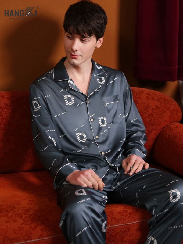 TD19 - Đồ Ngủ Pijama Nam Tay Dài Quần Dài Lụa