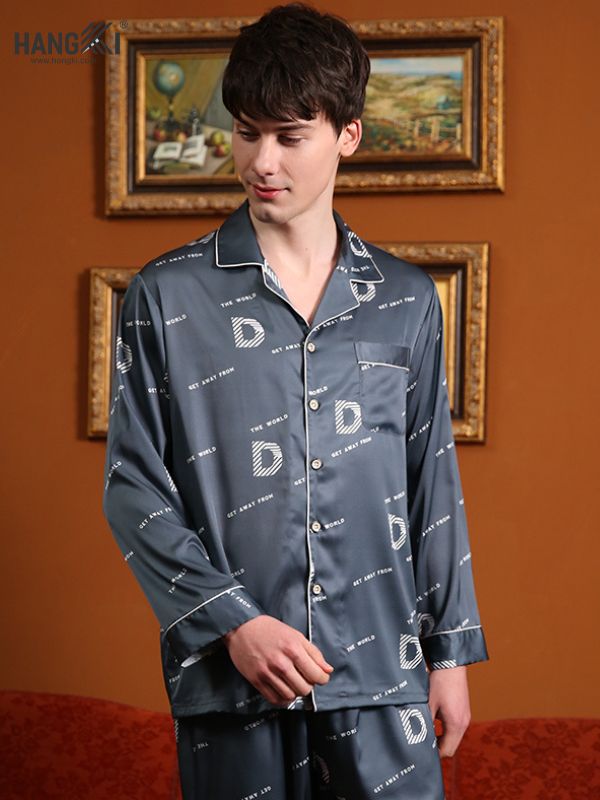 TD19 - Đồ Ngủ Pijama Nam Tay Dài Quần Dài Lụa