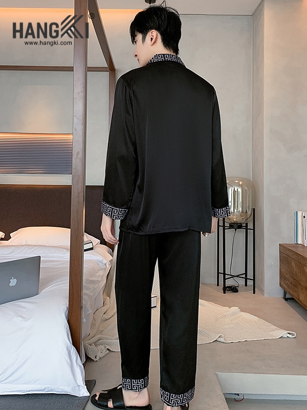TD192 - Đồ Ngủ Pijama Nam Tay Dài Quần Dài Lụa