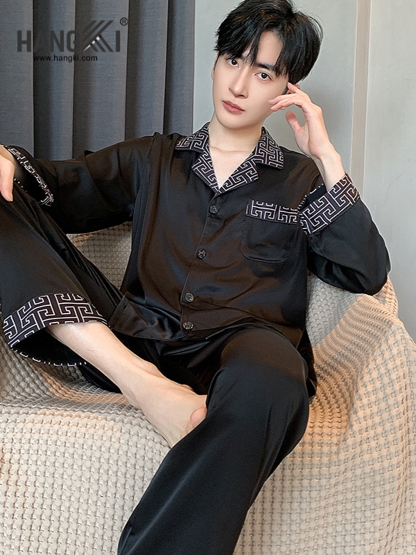 TD192 - Đồ Ngủ Pijama Nam Tay Dài Quần Dài Lụa