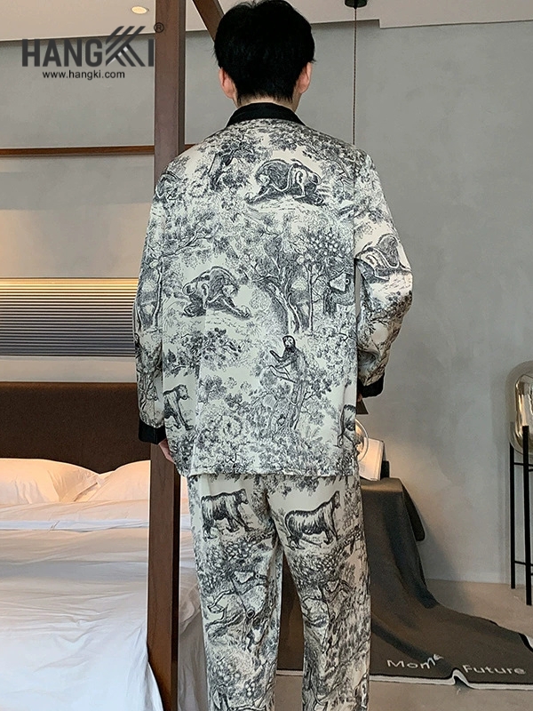 TD201 - Đồ Ngủ Pijama Nam Tay Dài Quần Dài Lụa