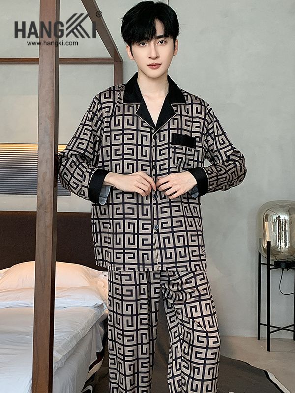 TD202 - Đồ Ngủ Pijama Nam Tay Dài Quần Dài Lụa