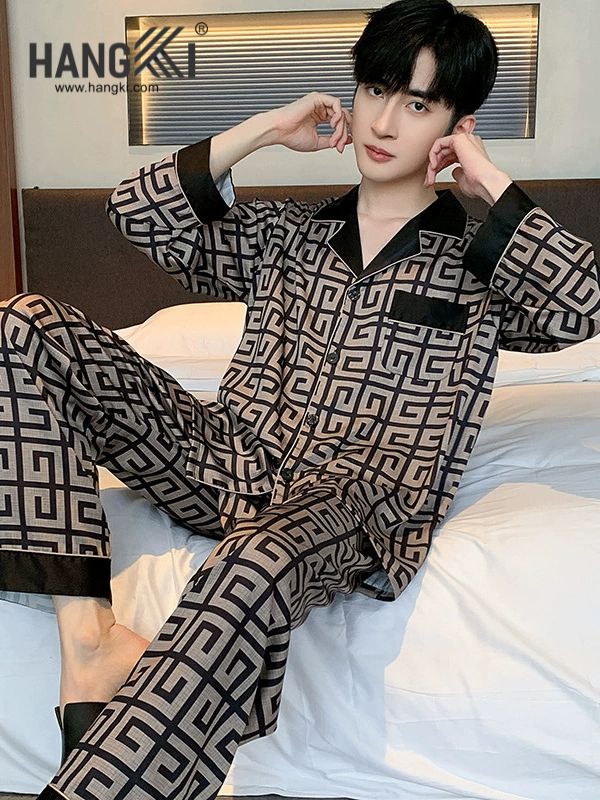 TD202 - Đồ Ngủ Pijama Nam Tay Dài Quần Dài Lụa