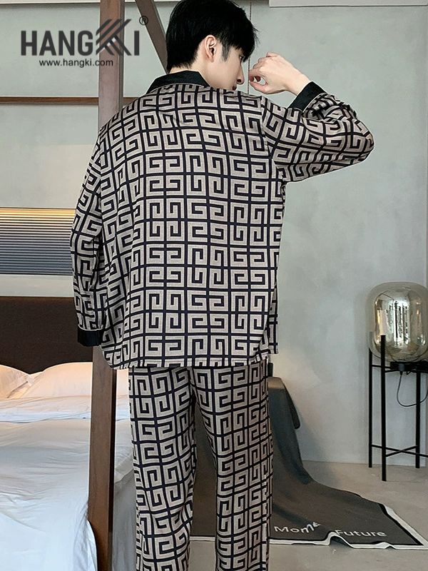TD202 - Đồ Ngủ Pijama Nam Tay Dài Quần Dài Lụa