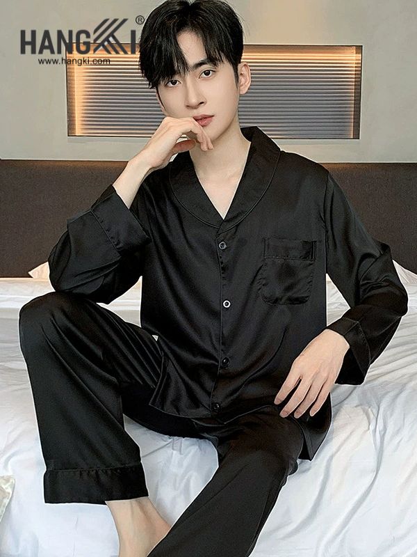 TD203 - Đồ Ngủ Pijama Nam Tay Dài Quần Dài Lụa