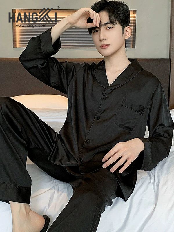 TD203 - Đồ Ngủ Pijama Nam Tay Dài Quần Dài Lụa
