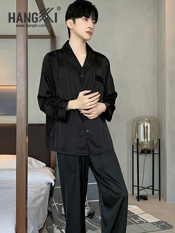 TD203 - Đồ Ngủ Pijama Nam Tay Dài Quần Dài Lụa